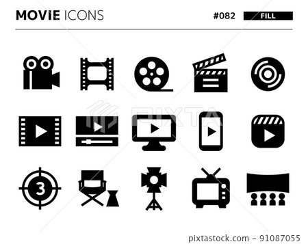 Video-related fill-style icon set_082 91087055