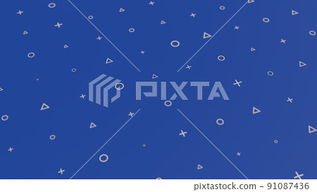 Abstract background in blue with texture of crosses, triangles and circles 91087436
