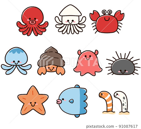 可愛的海洋生物字符集 可愛的海洋生物字符集 91087617
