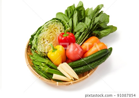 Vegetable set cabbage carrot spinach tomato okra baby corn pods 91087854