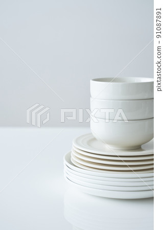 Tableware on the white top plate 91087891