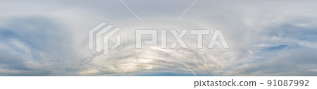 Sky panorama on overcast rainy day with low clouds in seamless spherical equirectangular format. Complete zenith for use in 3D graphics, game and for aerial drone 360 degree panorama as a sky dome Sky panorama on overcast rainy day with low clouds in seamless spherical equirectangular format. Complete zenith for use in 3D graphics, game and for aerial drone 360 degree panorama as a sky dome 91087992