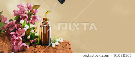 Natural medicine or aroma oil concept vial with dropper Natural medicine or aroma oil concept vial with dropper 91088165