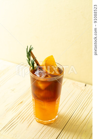 black coffee with orange and lemon juice black coffee with orange and lemon juice 91088523