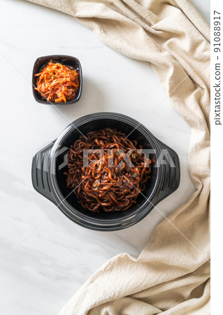 Korean black spaghetti or instant noodle with roasted chajung sauce 91088917
