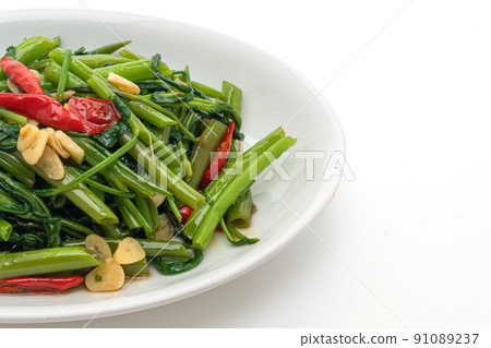 Stir-Fried Chinese Morning Glory or Water Spinach Stir-Fried Chinese Morning Glory or Water Spinach 91089237