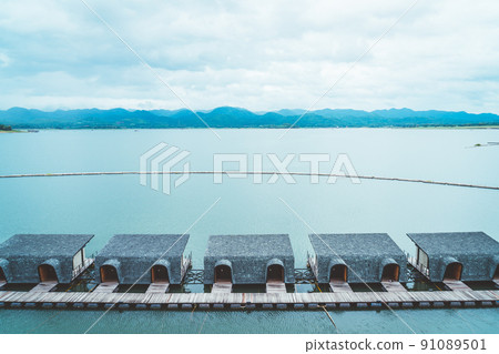 Srinagarind Dam with cloudy sky at kanchanaburi ,Thailand Srinagarind Dam with cloudy sky at kanchanaburi ,Thailand 91089501
