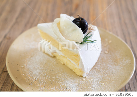 coconut cake on plate 91089503
