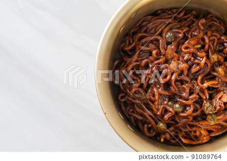 Korean black spaghetti or instant noodle with roasted chajung sauce 91089764