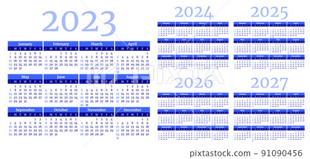 Set of blue monthly calendar templates for - Stock Illustration  [91090456] - PIXTA