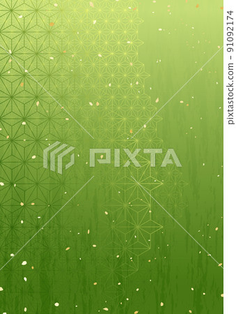 Japanese-style vector material with hemp leaf pattern arranged 91092174