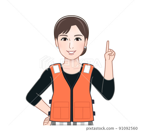 穿著救生衣的年輕女子 穿著救生衣的年輕女子 91092560