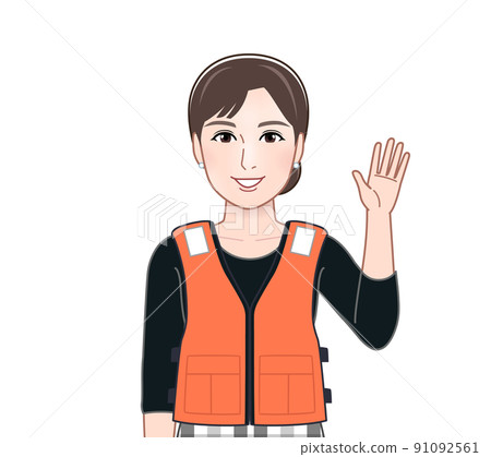 穿著救生衣的年輕女子 穿著救生衣的年輕女子 91092561