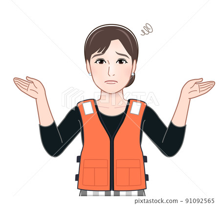 穿著救生衣的年輕女子 穿著救生衣的年輕女子 91092565