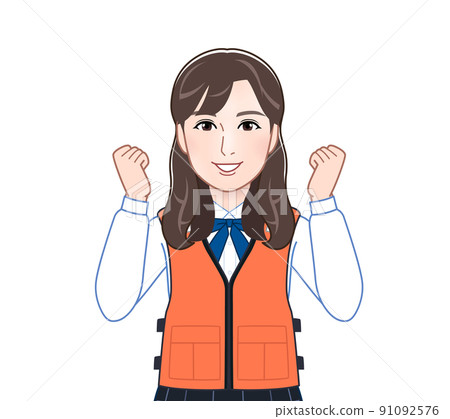 穿著救生衣的年輕女子 穿著救生衣的年輕女子 91092576