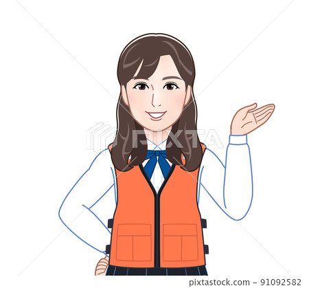 穿著救生衣的年輕女子 穿著救生衣的年輕女子 91092582