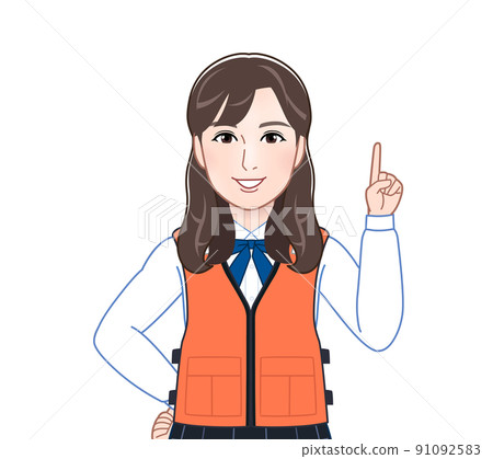 穿著救生衣的年輕女子 91092583