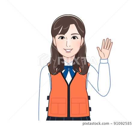 Young woman in a life jacket Young woman in a life jacket 91092585