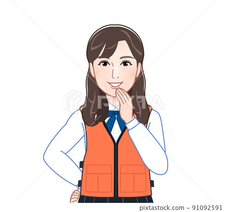穿著救生衣的年輕女子 穿著救生衣的年輕女子 91092591