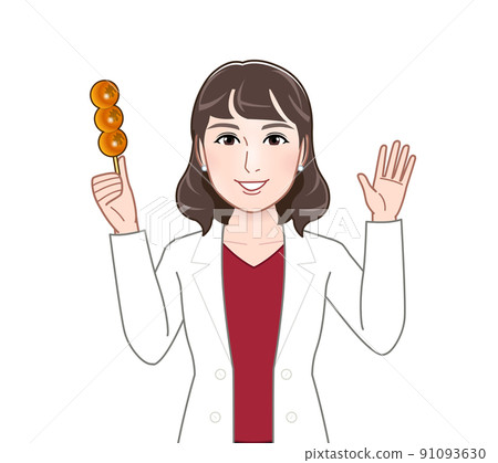 年輕女子與團子 91093630