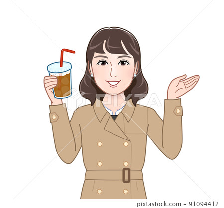 A woman with a fashionable cafe A woman with a fashionable cafe 91094412