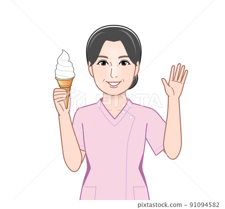 Woman with soft serve 91094582