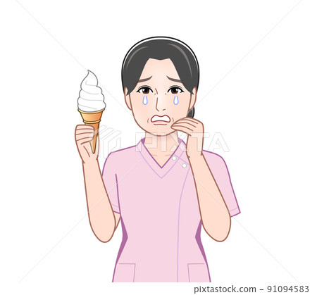 Woman with soft serve Woman with soft serve 91094583