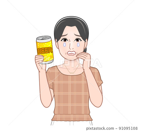 A woman holding a can of beer in one hand A woman holding a can of beer in one hand 91095108