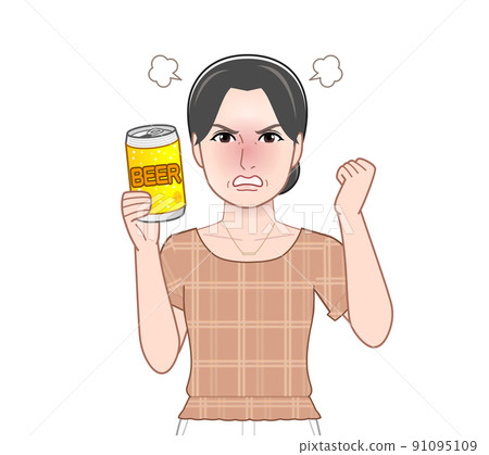 A woman holding a can of beer in one hand A woman holding a can of beer in one hand 91095109