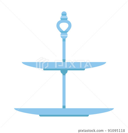 Cake stand in flat icon style. Empty tray for fruit and desserts. Vector illustration 91095118