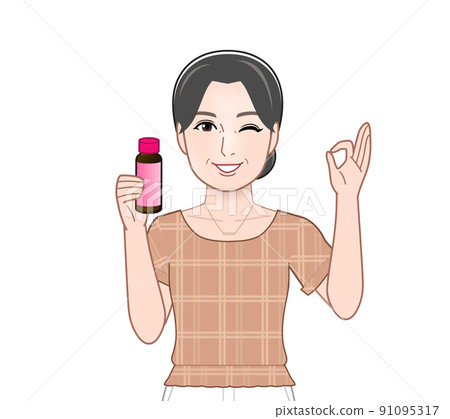 Woman with cosmetology drink Woman with cosmetology drink 91095317