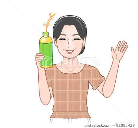 Woman with a bottle of tea 91095428