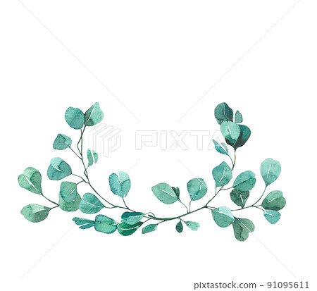 水彩葉框 91095611