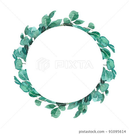 Watercolor leaf frame 91095614