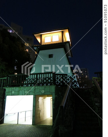 Ishikawajima Lighthouse (night view) restored in Tsukuda Park, Chuo-ku, Tokyo 91095873
