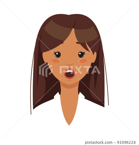 Face of Brunette Office Woman Character in White Blouse Gasping Demonstrating Emotion of Amazement Vector Illustration Face of Brunette Office Woman Character in White Blouse Gasping Demonstrating Emotion of Amazement Vector Illustration 91096228