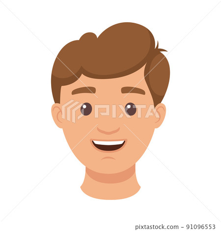 Handsome Brunet Man Character Laughing Face Demonstrating Emotion Vector Illustration Handsome Brunet Man Character Laughing Face Demonstrating Emotion Vector Illustration 91096553