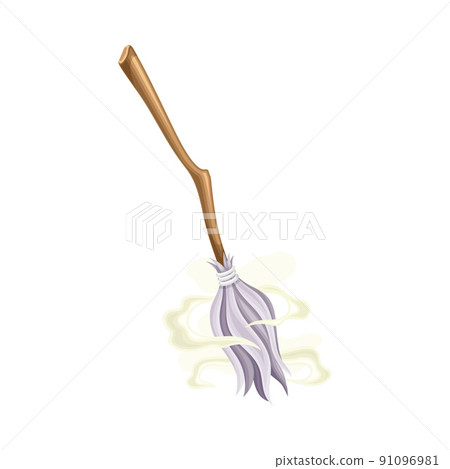Witch Broomstick as Magical Object and Witchcraft Item Vector Illustration 91096981