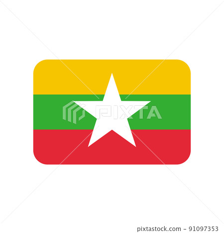 Myanmar flag vector icon on white background Myanmar flag vector icon on white background 91097353