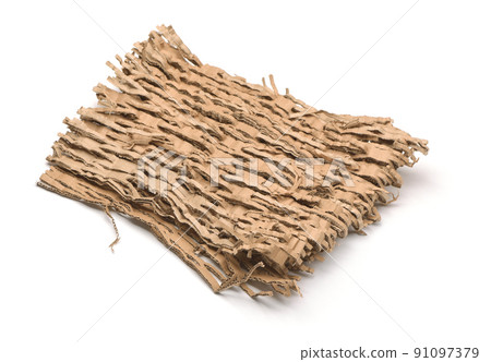 Shredded corrugated brown cardboard packaging 91097379