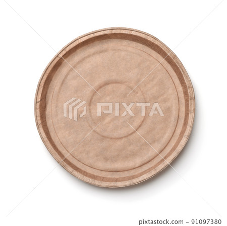 Top view of empty brown paper cake tray Top view of empty brown paper cake tray 91097380