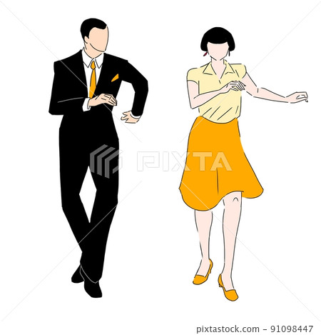 一個女人和一個穿西裝的男人跳舞 91098447