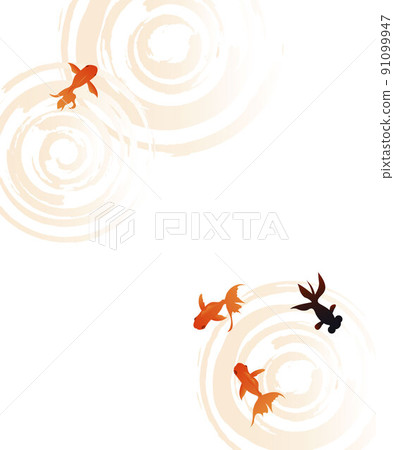游泳金魚和望遠鏡的插圖素材矢量夏天 91099947