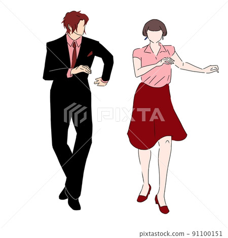 A woman dancing with a man in a suit red 91100151