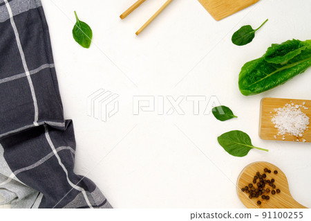 White concrete kitchen table salt spices for cooking background. Preparation healthy food background. Copy space White concrete kitchen table salt spices for cooking background. Preparation healthy food background. Copy space 91100255