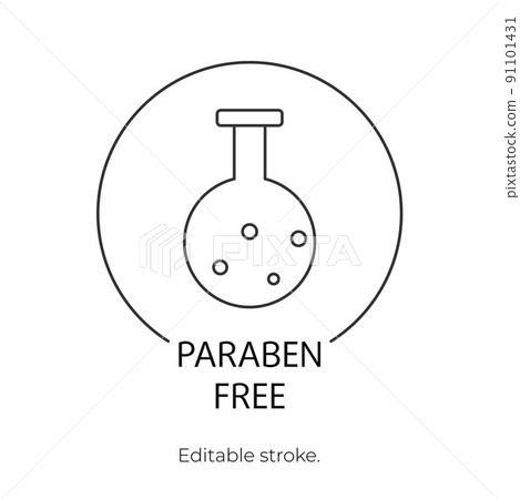 Paraben free icon symbol. Editable stroke. Vector stock illustration isolated on white background for packaging design in beauty industry. EPS10 91101431