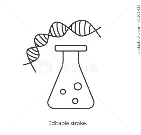 Paraben free icon symbol. Editable stroke. Vector stock illustration isolated on white background for packaging design in beauty industry. EPS10 91101432