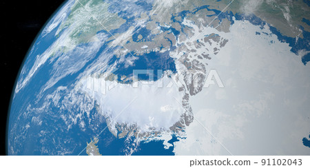 Artic Ocean in planet earth, aerial view from outer space 91102043