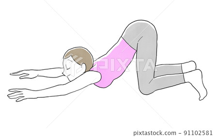 為貓成長擺姿勢的女人的手繪瑜伽插圖素材 為貓成長擺姿勢的女人的手繪瑜伽插圖素材 91102581
