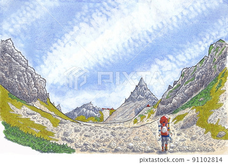 北阿爾卑斯山從芹澤山步道上眺望霞岳 91102814